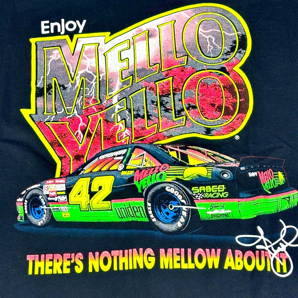 🏁 EUC Vintage 1992 NASCAR Kyle Petty Mello Yellow Graphic 90s T Shirt VTG